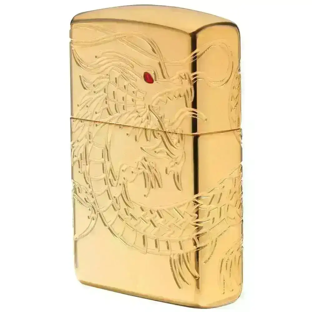 Zippo Lighter - Red Eyed Dragon - 360 Degree Gold-Plate Limited - Lighte