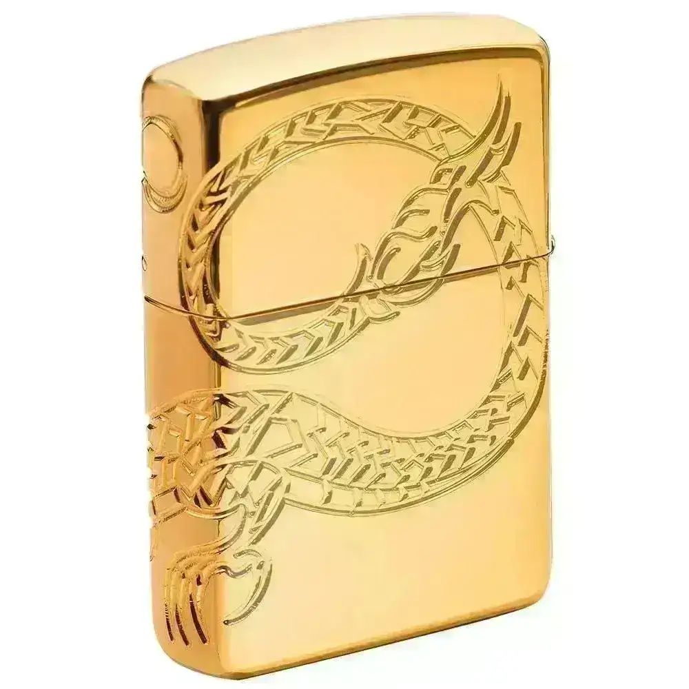Zippo Lighter - Red Eyed Dragon - 360 Degree Gold-Plate Limited - Lighte