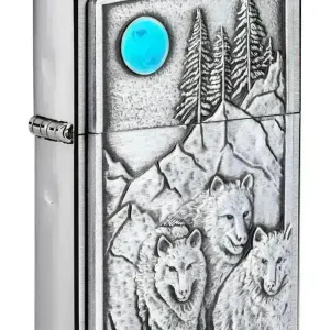 Zippo Lighter - Ulveflokk i Månelys