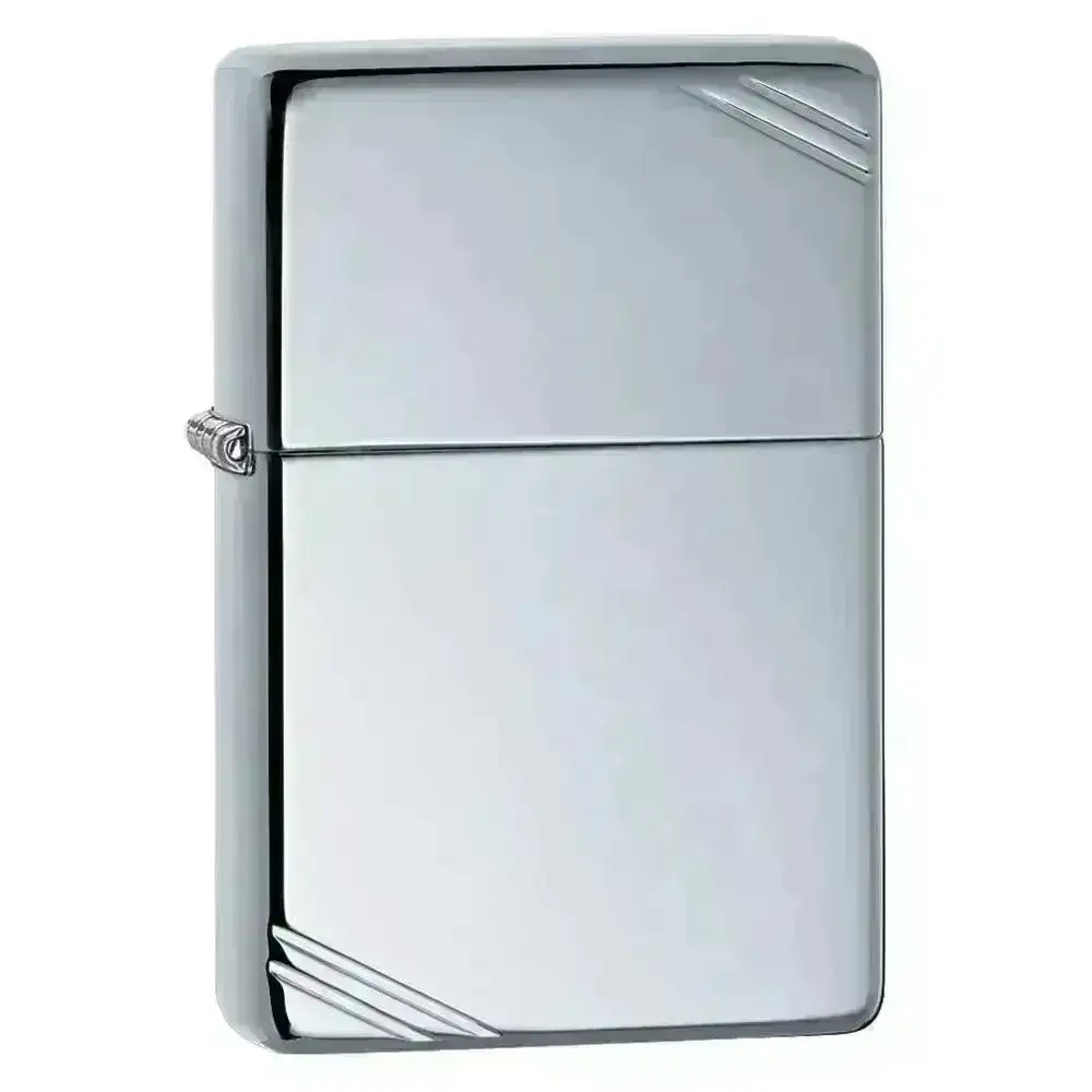 Zippo Lighter - Vintage Høypolert Krom med Skråstreker