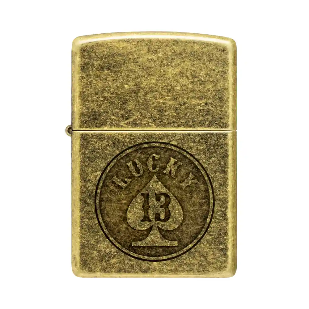 Zippo - Lucky 13 Motiv - Antique Brass Lighter
