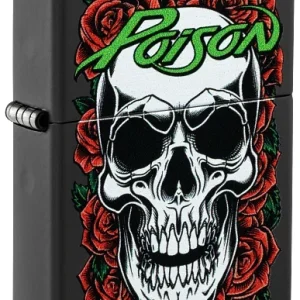 Zippo – Poison «Hodeskalle med Roser» Motiv – Black Matte Lighter