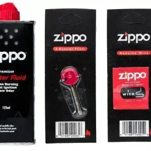 Zippo vedlikeholdspakke – Bensin, flint og veke