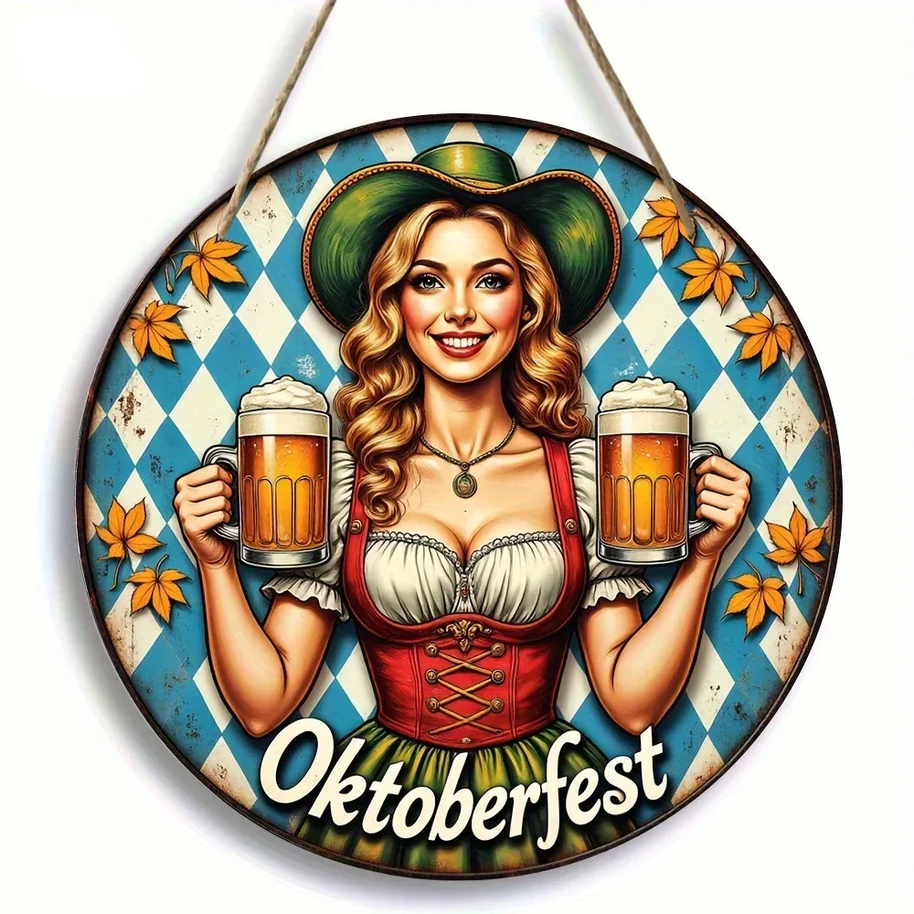 Rund veggdekorasjon «Oktoberfest-Madl» (20 cm) – BierMaid Art Oktoberfest 2025