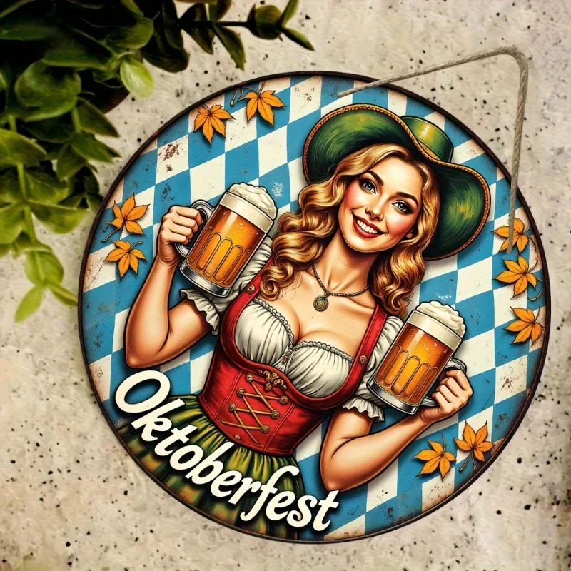 Rund veggdekorasjon «Oktoberfest-Madl» (20 cm) – BierMaid Art Oktoberfest 2025