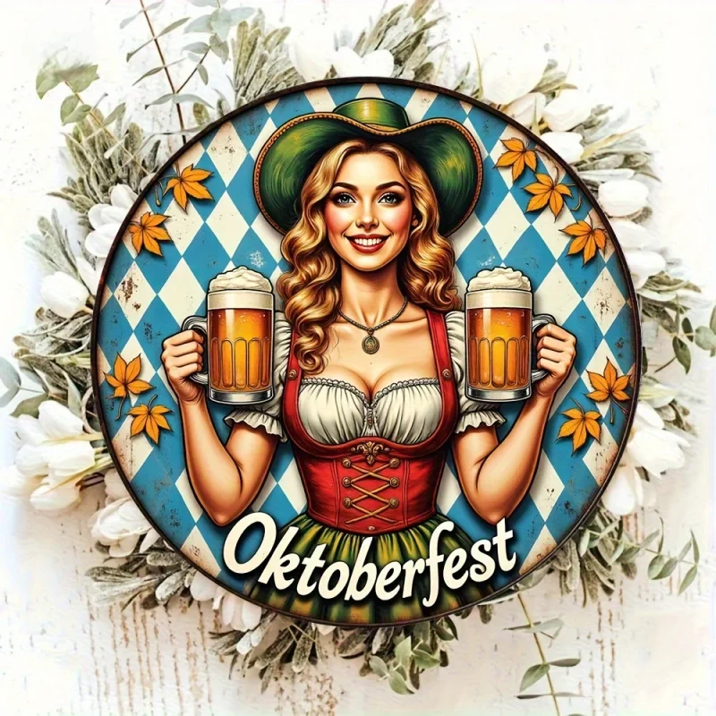 Rund veggdekorasjon «Oktoberfest-Madl» (20 cm) – BierMaid Art Oktoberfest 2025