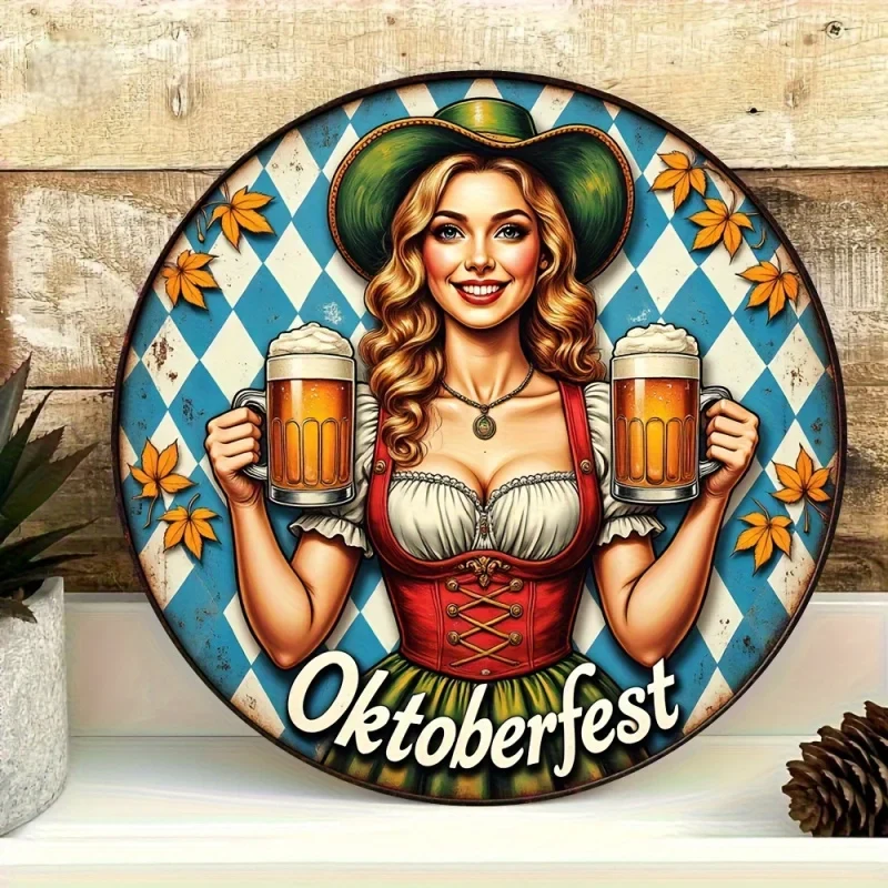 Rund veggdekorasjon «Oktoberfest-Madl» (20 cm) – BierMaid Art Oktoberfest 2025
