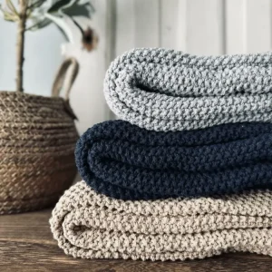 Plaid Perlestrikk - Navy