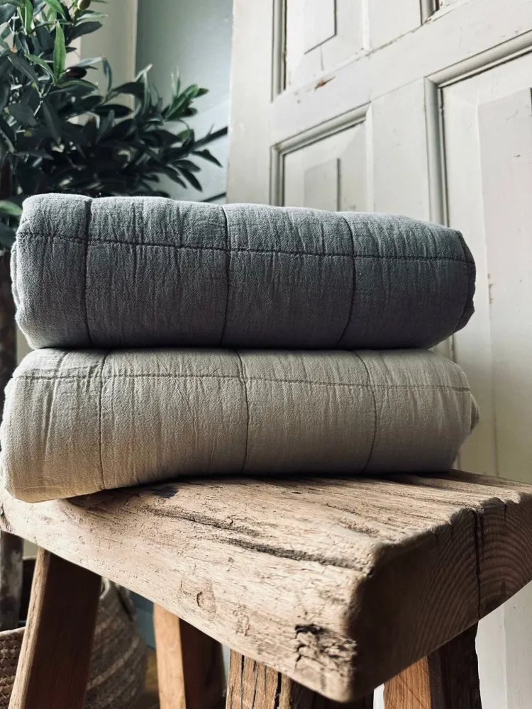 Plaid STONE-WASHED Quilt – Nature