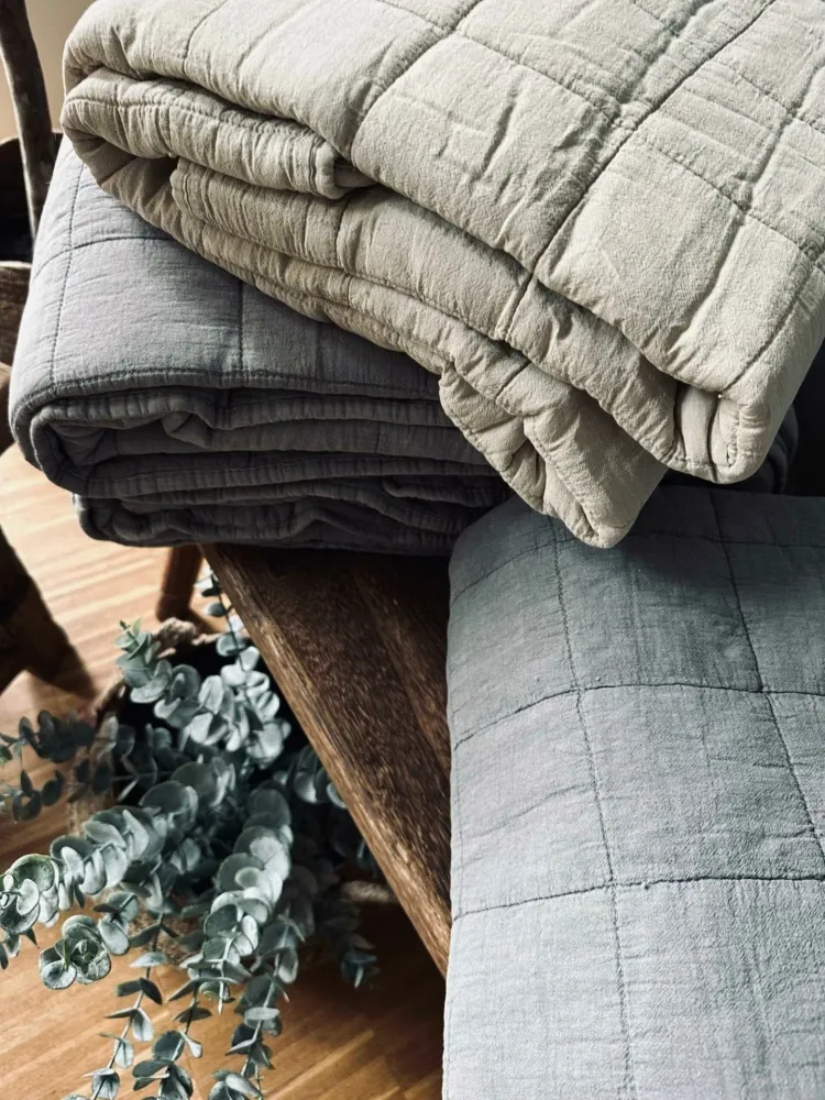 Plaid STONE-WASHED Quilt – Nature