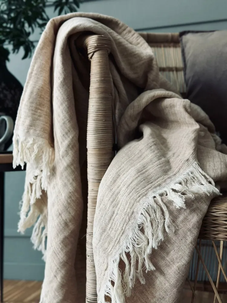 Plaid vevd med kork – Nature mix