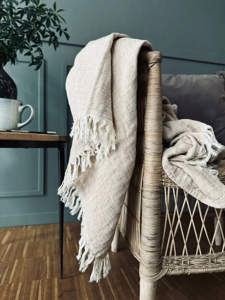 Plaid vevd med kork – Nature mix