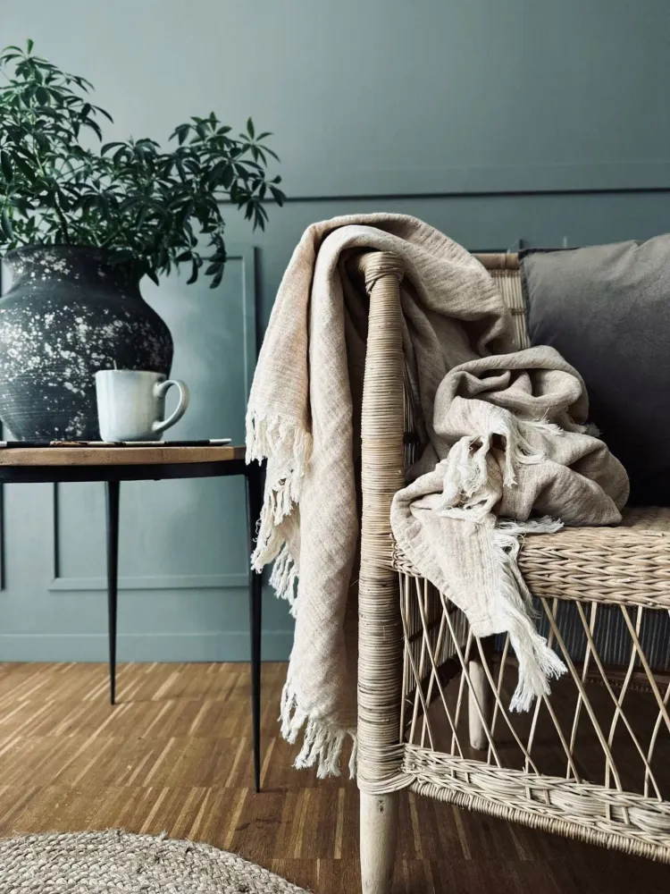 Plaid vevd med kork – Nature mix