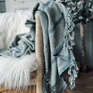 Pledd i 100 % resirkulert bomull – Aqua