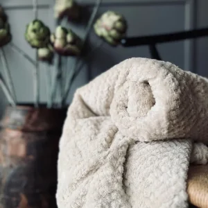 Pledd i Luxus fleece - Krem