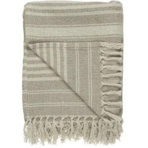 Pledd sand/krem stripemønster på tvers