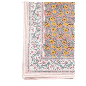 Rosa med gule blomster - 150x220 cm