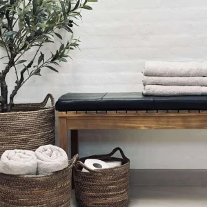 Sittepute i lær Tokyo - 118 cm Svart