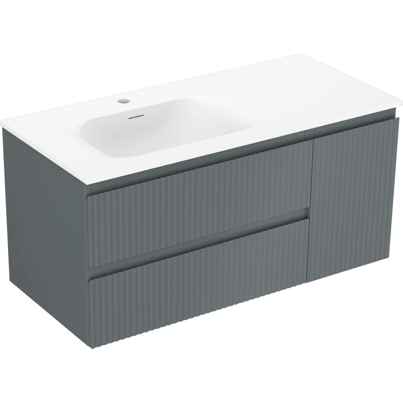 Servantskap med vask 100 cm grafitt/hvit matt, Mexen Rivel - 91A23-10047-3-BBFFF66-W23L01