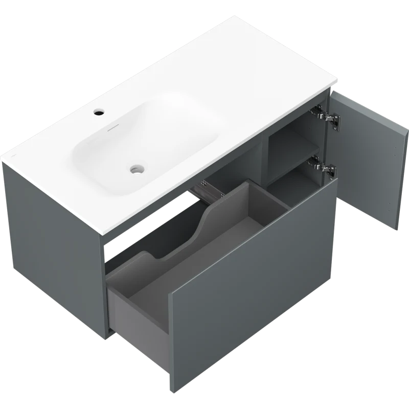 Servantskap med vask 100 cm grafitt/hvit matt, Mexen Orio - 91A13-10047-3-BBFF66-W23L01