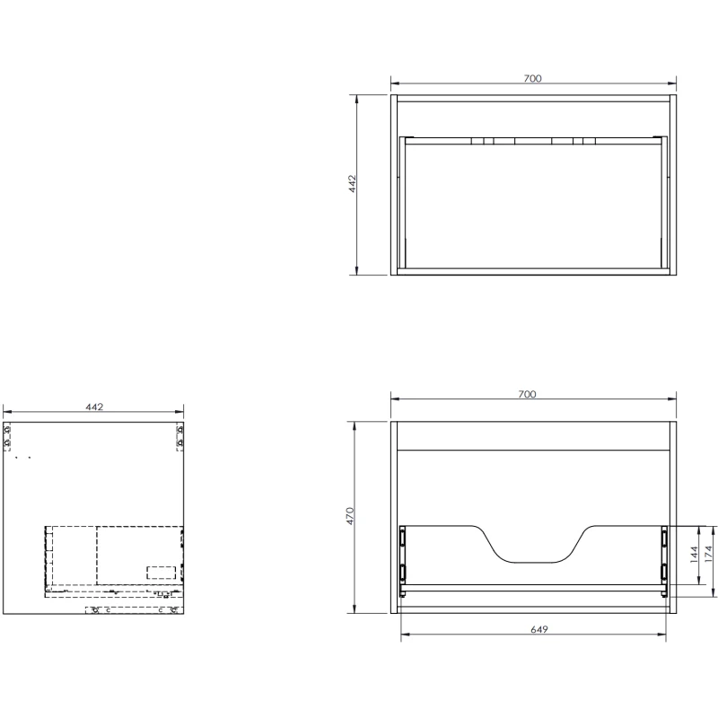 Servantskap med vask 100 cm grafitt/hvit matt, Mexen Orio - 91A13-10047-3-BBFF66-W23L01