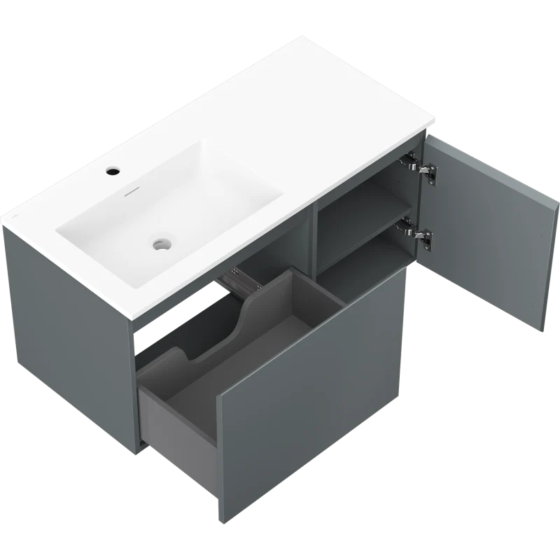 Servantskap med vask 100 cm grafitt/hvit matt, Mexen Orio - 91A13-10047-3-BBFF66-W18L01