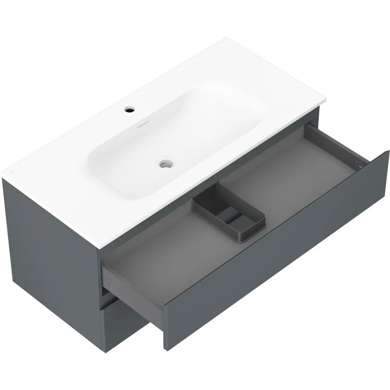 Servantskap med vask 100 cm, grafitt/hvit matt, Mexen Orio - 91A10-10047-2-BFF66-W23M01