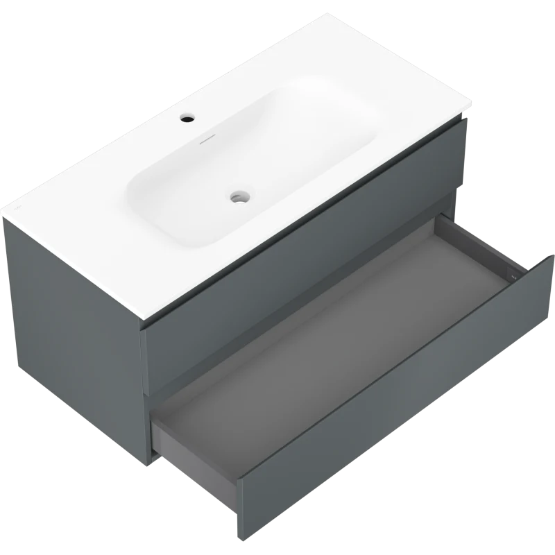 Servantskap med vask 100 cm, grafitt/hvit matt, Mexen Orio - 91A10-10047-2-BFF66-W23M01