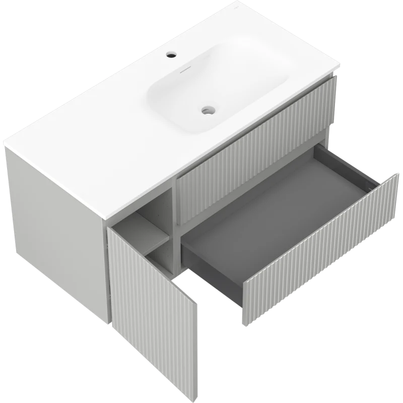 Servantskap med vask 100 cm grå/hvit matt, Mexen Rivel - 91A23-10047-3-BBFFF62-W23P01