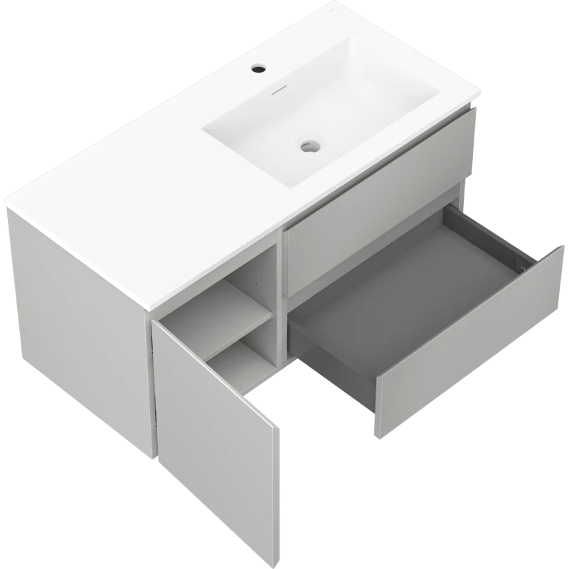 Servantskap med vask 100 cm grå/hvit matt, Mexen Orio - 91A13-10047-3-BBFFF62-W18P01