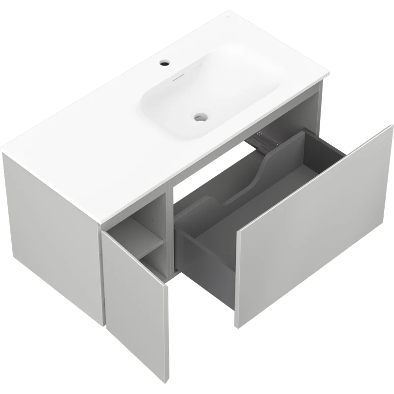 Servantskap med vask 100 cm grå/hvit matt, Mexen Orio Vela høyre - 91A13-10047-3-BBFF62-W23P01