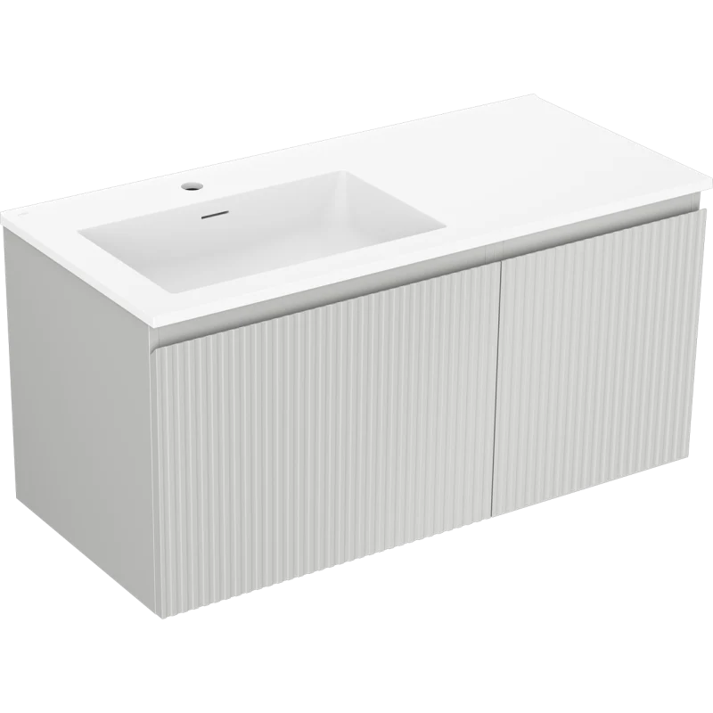 Servantskap med vask 100 cm grå/hvit matt, Mexen Rivel Otis venstre - 91A23-10047-3-BBFF62-W18L01