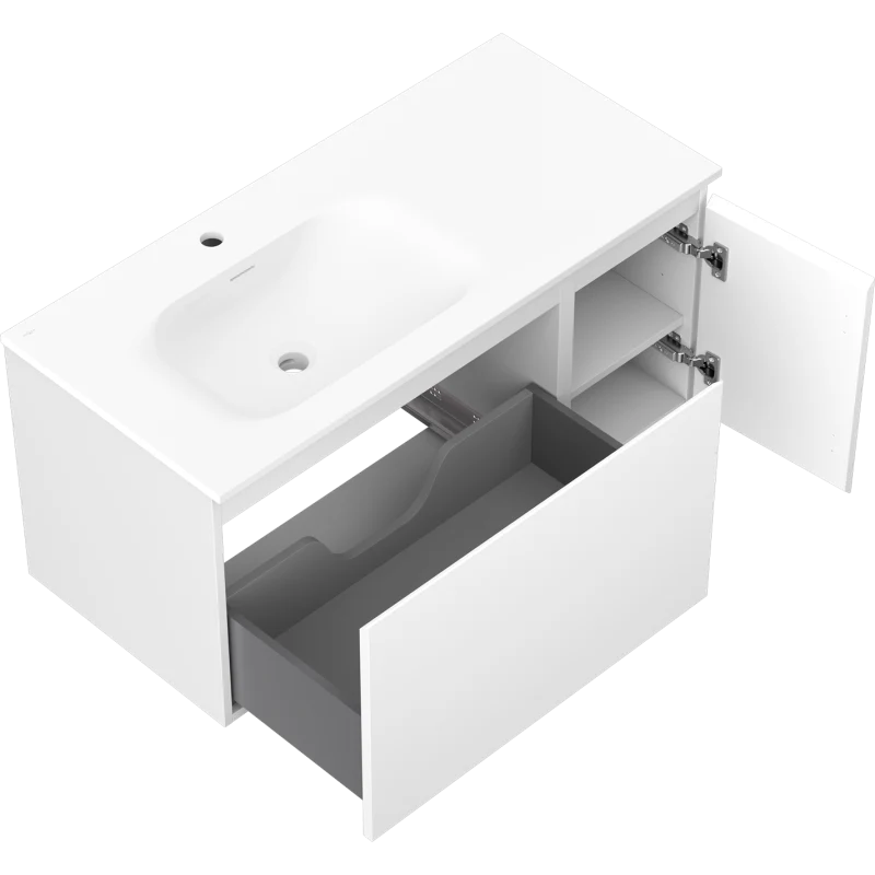 Servantskap med vask 100 cm hvit matt, Mexen Orio Vela venstre - 91A13-10047-3-BBFF01-W23L01