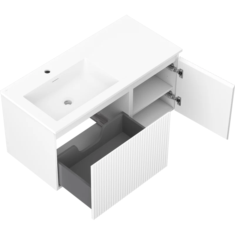 Servantskap med vask 100 cm hvit matt, Mexen Rivel Otis venstre - 91A23-10047-3-BBFF01-W18L01
