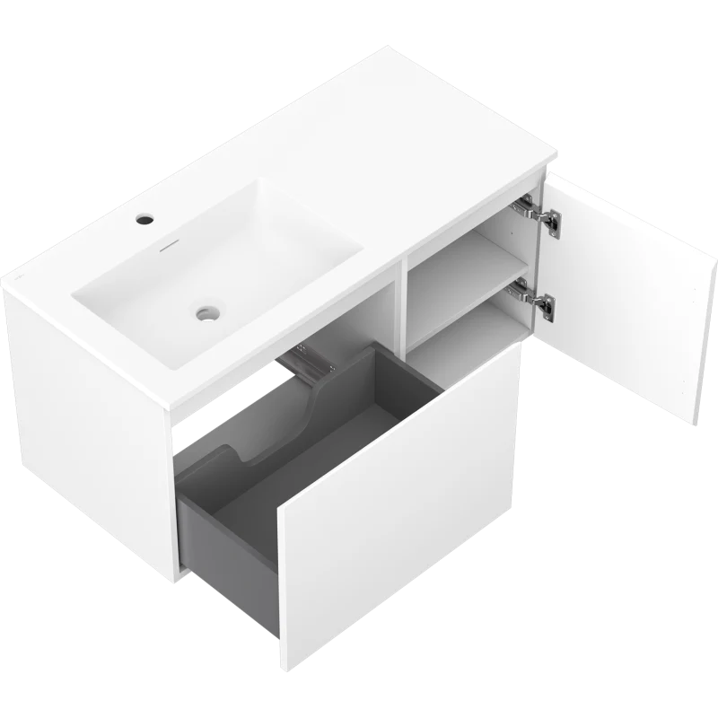 Servantskap med vask 100 cm hvit matt, Mexen Orio Otis venstre - 91A13-10047-3-BBFF01-W18L01