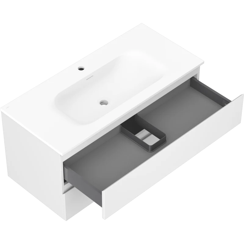 Servantskap med vask 100 cm hvit matt, 2 skuffer Mexen Orio - 91A10-10047-2-BFF01-W23M01
