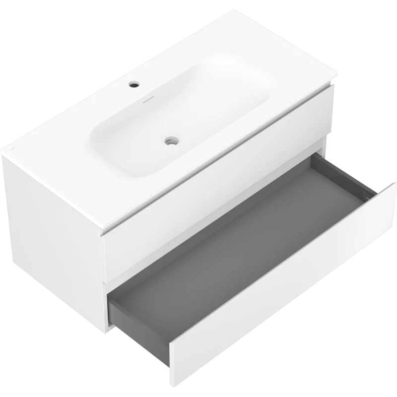 Servantskap med vask 100 cm hvit matt, 2 skuffer Mexen Orio - 91A10-10047-2-BFF01-W23M01