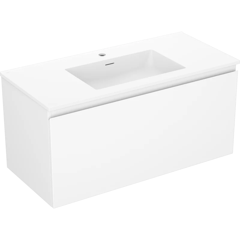 Servantskap med vask 100 cm, hvit matt, 1 skuff, Mexen Orio - 91A10-10047-1-BF01-W18M01