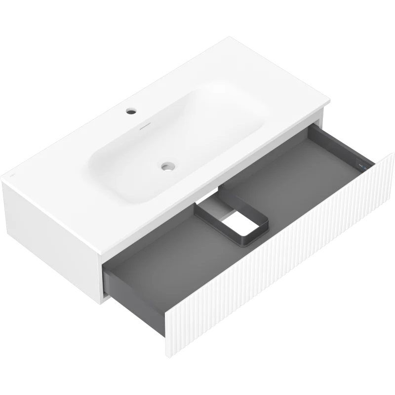 Servantskap med vask 100 cm hvit matt, 1 skuff Mexen Rivel - 91A20-10023-1-BF01-W23M01