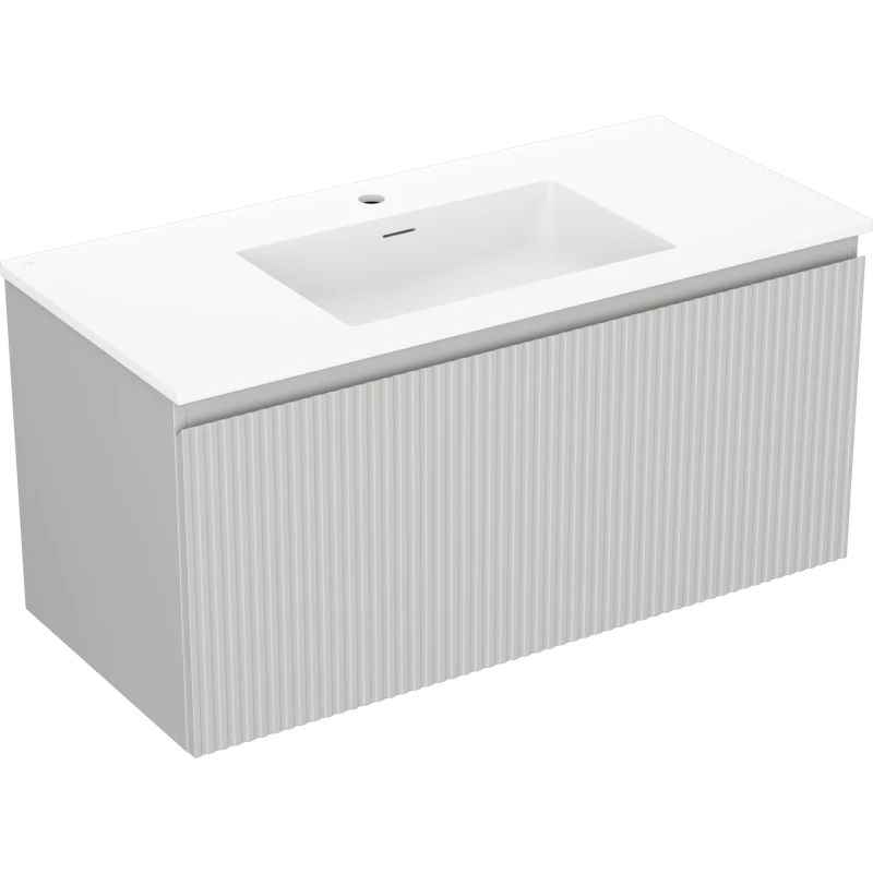 Servantskap med vask 100 cm grå matt, Mexen Rivel/Otis, 1 skuff - 91A20-10047-1-BF62-W18M01