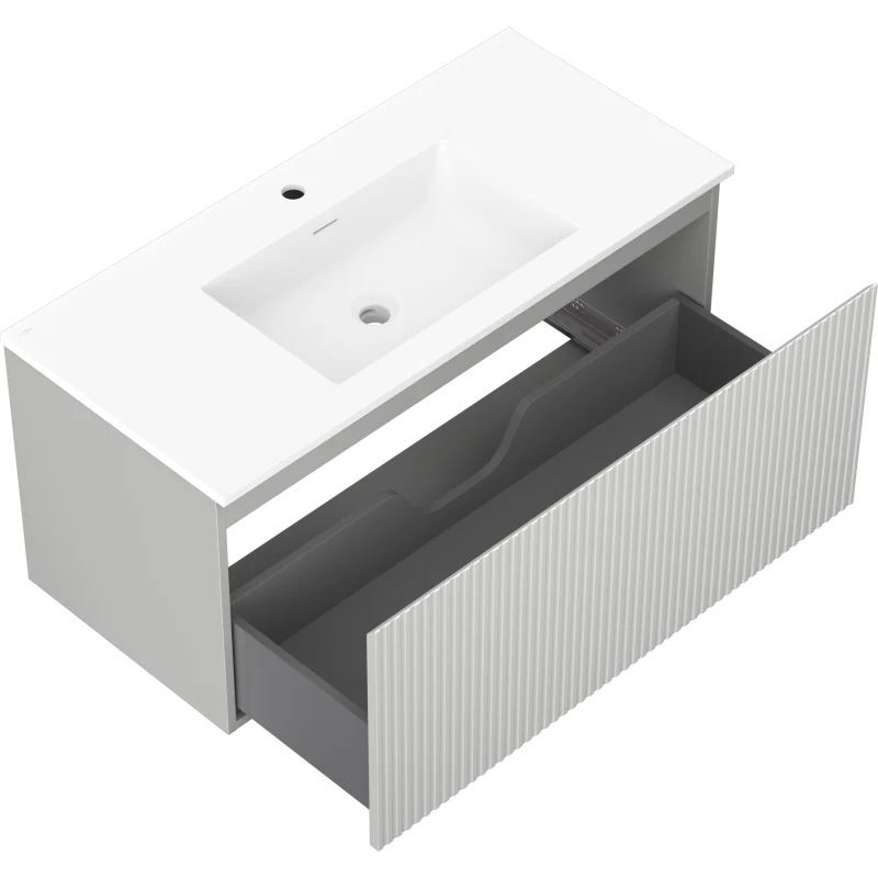 Servantskap med vask 100 cm grå matt, Mexen Rivel/Otis, 1 skuff - 91A20-10047-1-BF62-W18M01