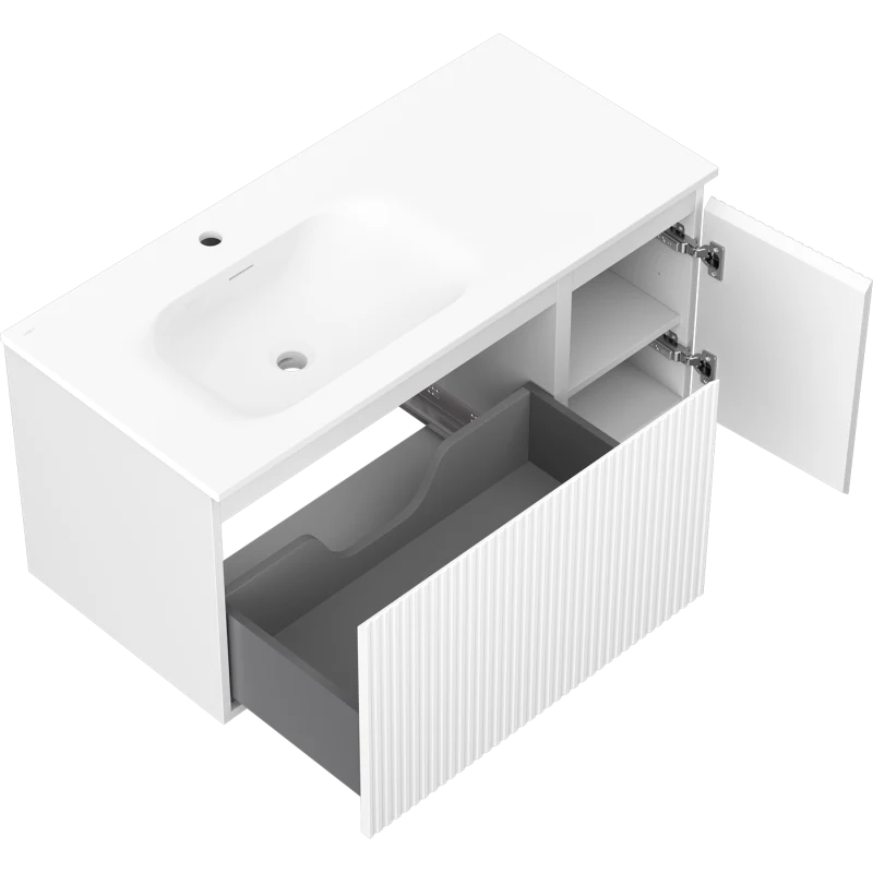 Servantskap med vask 100 cm Mexen Rivel Vela hvit venstre - 91A23-10047-3-BBFF01-W23L01