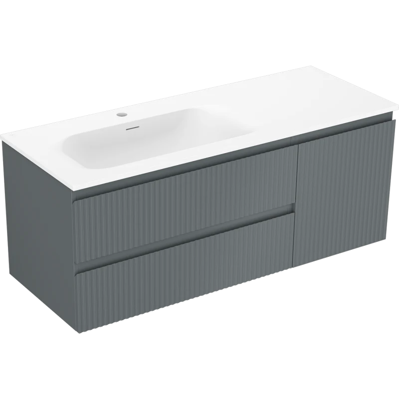 Servantskap med vask 120 cm grafitt/hvit matt, Mexen Rivel Vela venstre - 91A23-12047-3-BBFFF66-W23L01