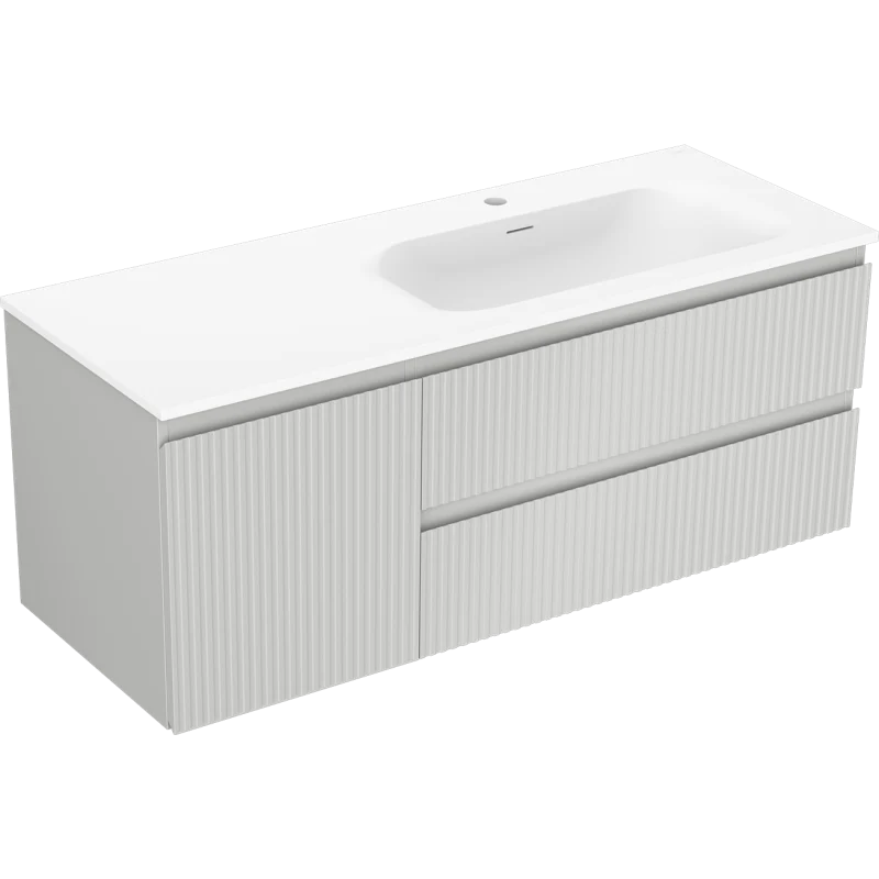 Servantskap med vask 120 cm grå/hvit matt, Mexen Rivel Vela høyre - 91A23-12047-3-BBFFF62-W23P01