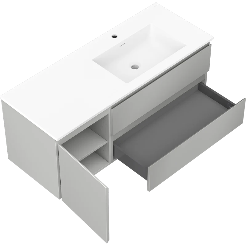 Servantskap med vask 120 cm grå/hvit matt, Mexen Orio - 91A13-12047-3-BBFFF62-W18P01