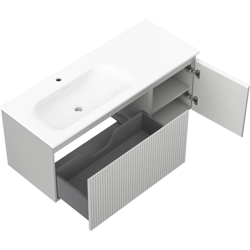 Servantskap med vask 120 cm grå/hvit matt, Mexen Rivel Vela - 91A23-12047-3-BBFF62-W23L01