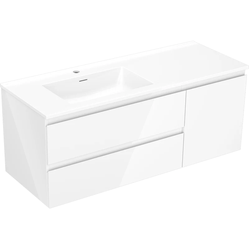Servantskap med vask 120 cm hvit høyglans Mexen Orio/Otis venstre - 91A13-12047-3-BBFFF00-W18L00