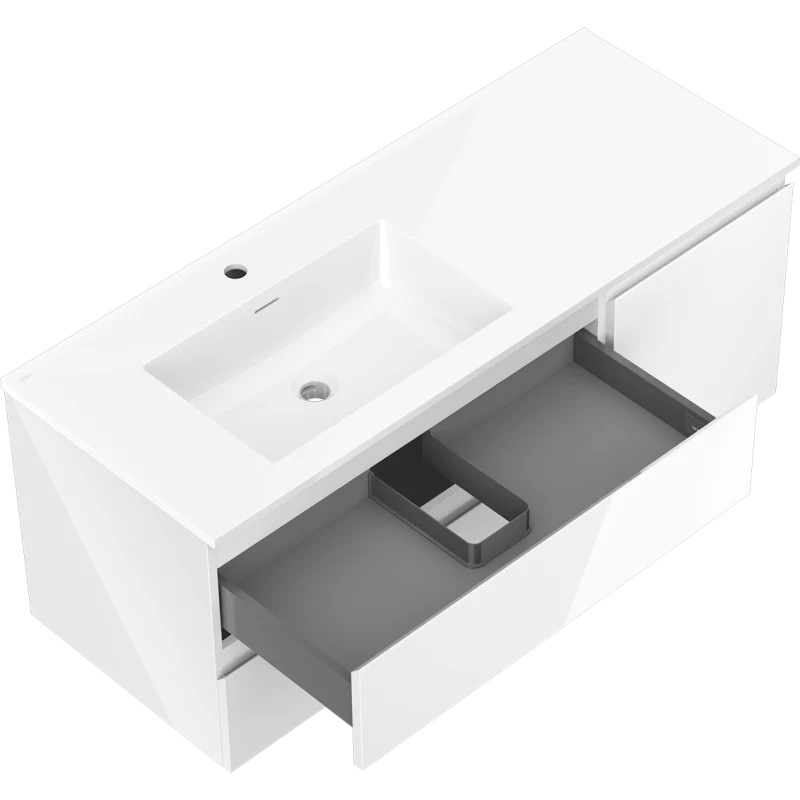 Servantskap med vask 120 cm hvit høyglans Mexen Orio/Otis venstre - 91A13-12047-3-BBFFF00-W18L00