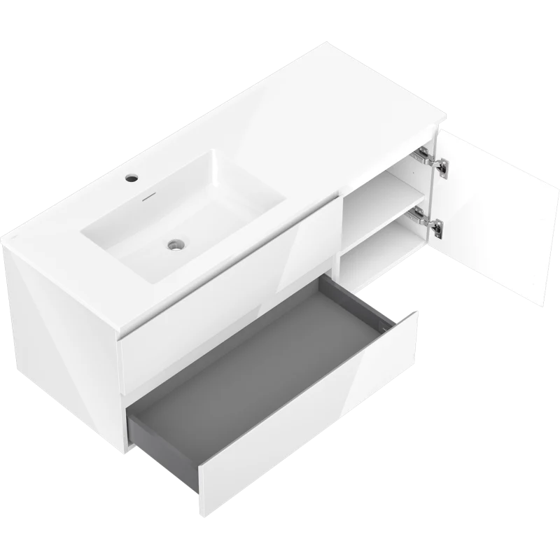 Servantskap med vask 120 cm hvit høyglans Mexen Orio/Otis venstre - 91A13-12047-3-BBFFF00-W18L00