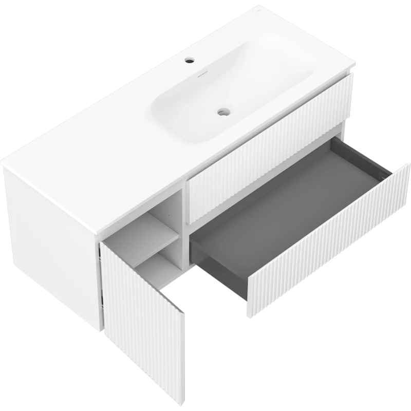 Servantskap med vask 120 cm hvit matt, Mexen Rivel - 91A23-12047-3-BBFFF01-W23P01